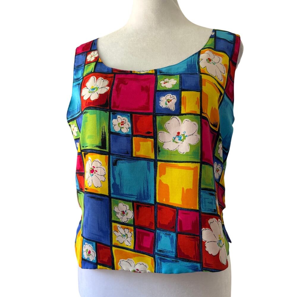Vintage ‘90s Jordan Multicolored Floral Print Cropped Tank Top